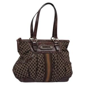 CELINE Macadam Canvas Tote Bag Brown